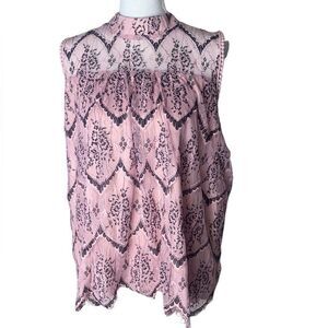 Shannon Ford New York Womens 2XL Rose Black Lace High Neck Blouse